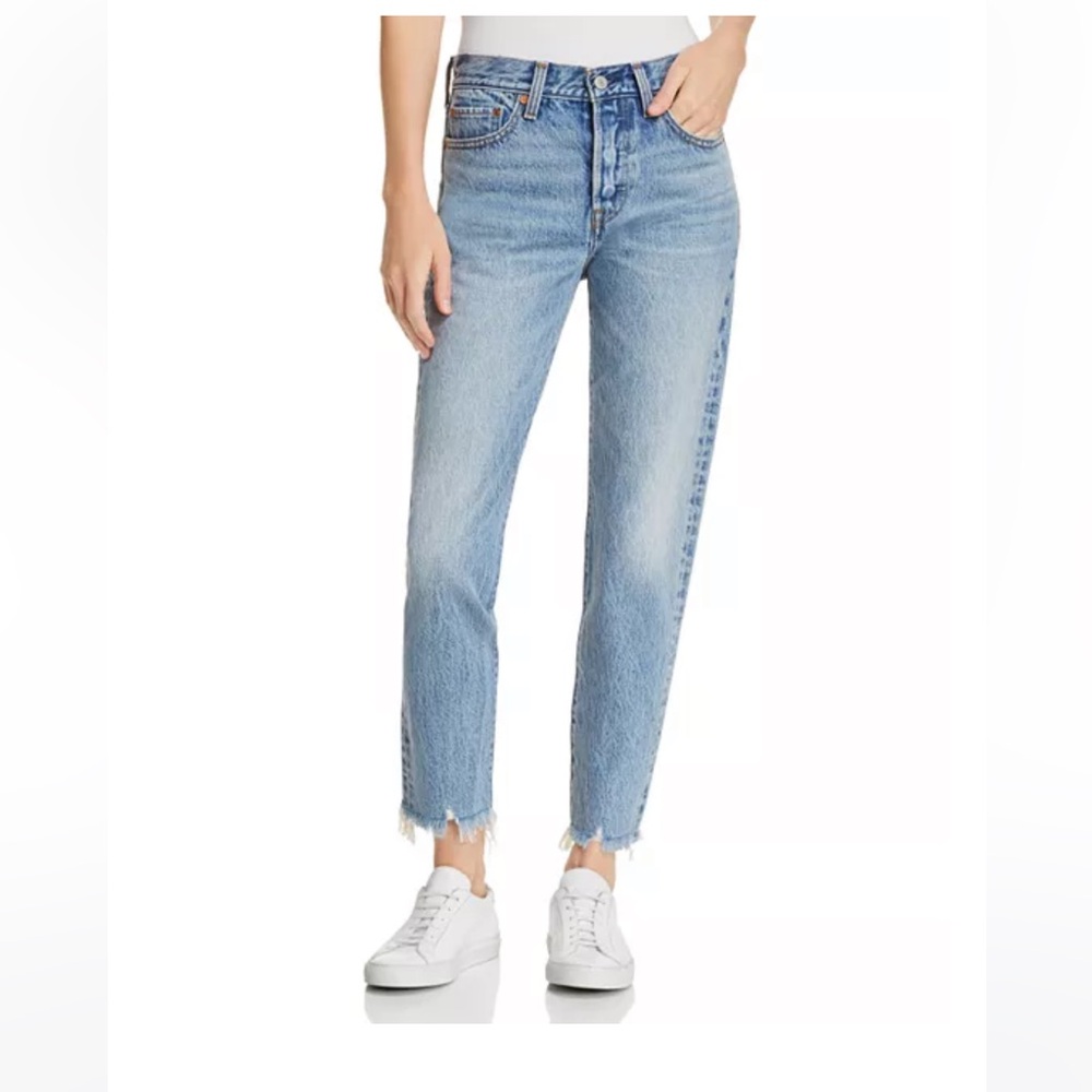 Levi's Wedgie Icon High Rise Fray Hem Straight Leg Ankle Jeans size 26